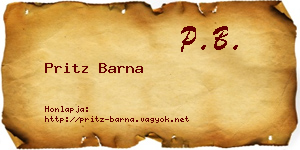 Pritz Barna névjegykártya